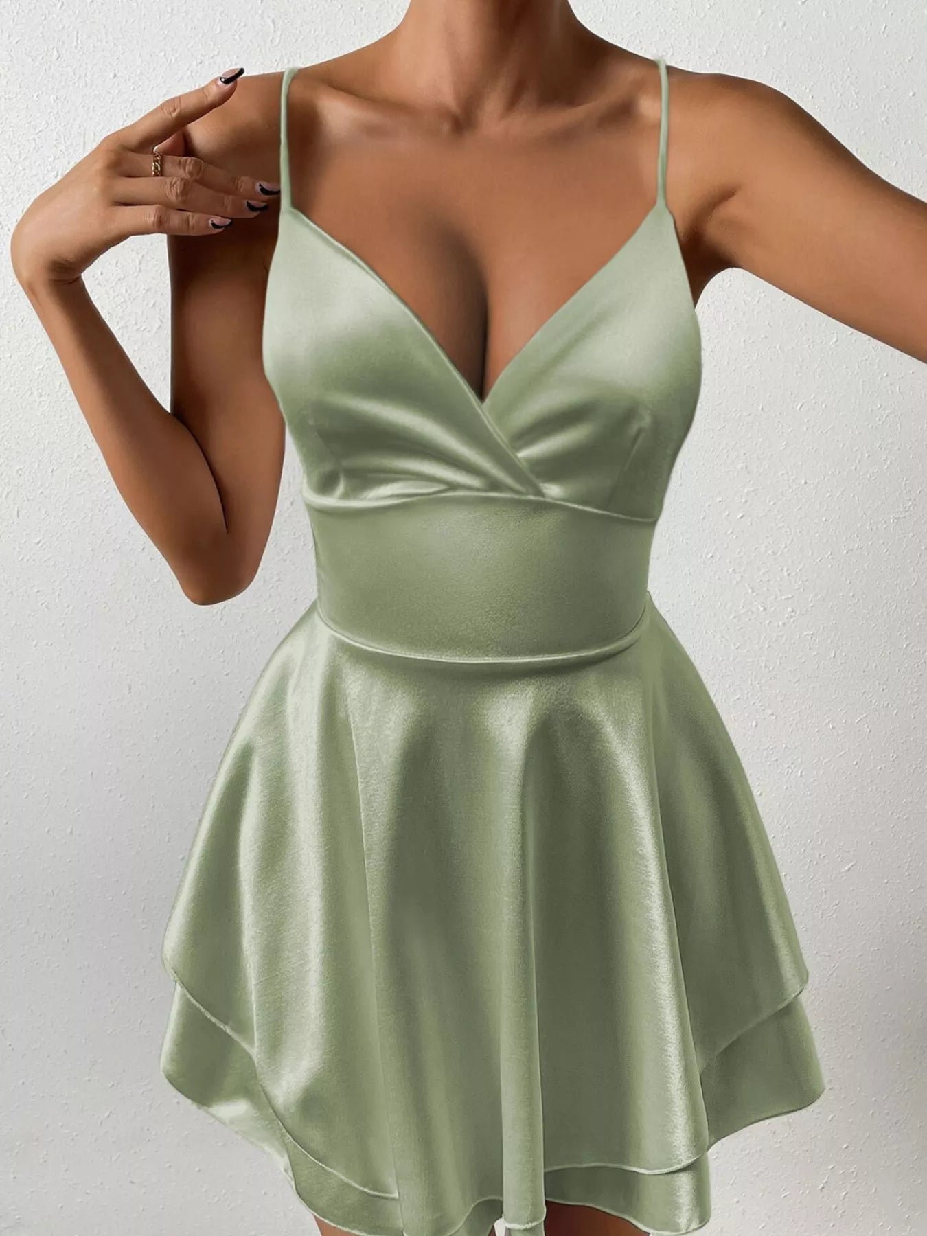Midnight Crisscross Satin Mini Dress | 5 Colors | Poundton - Image 8