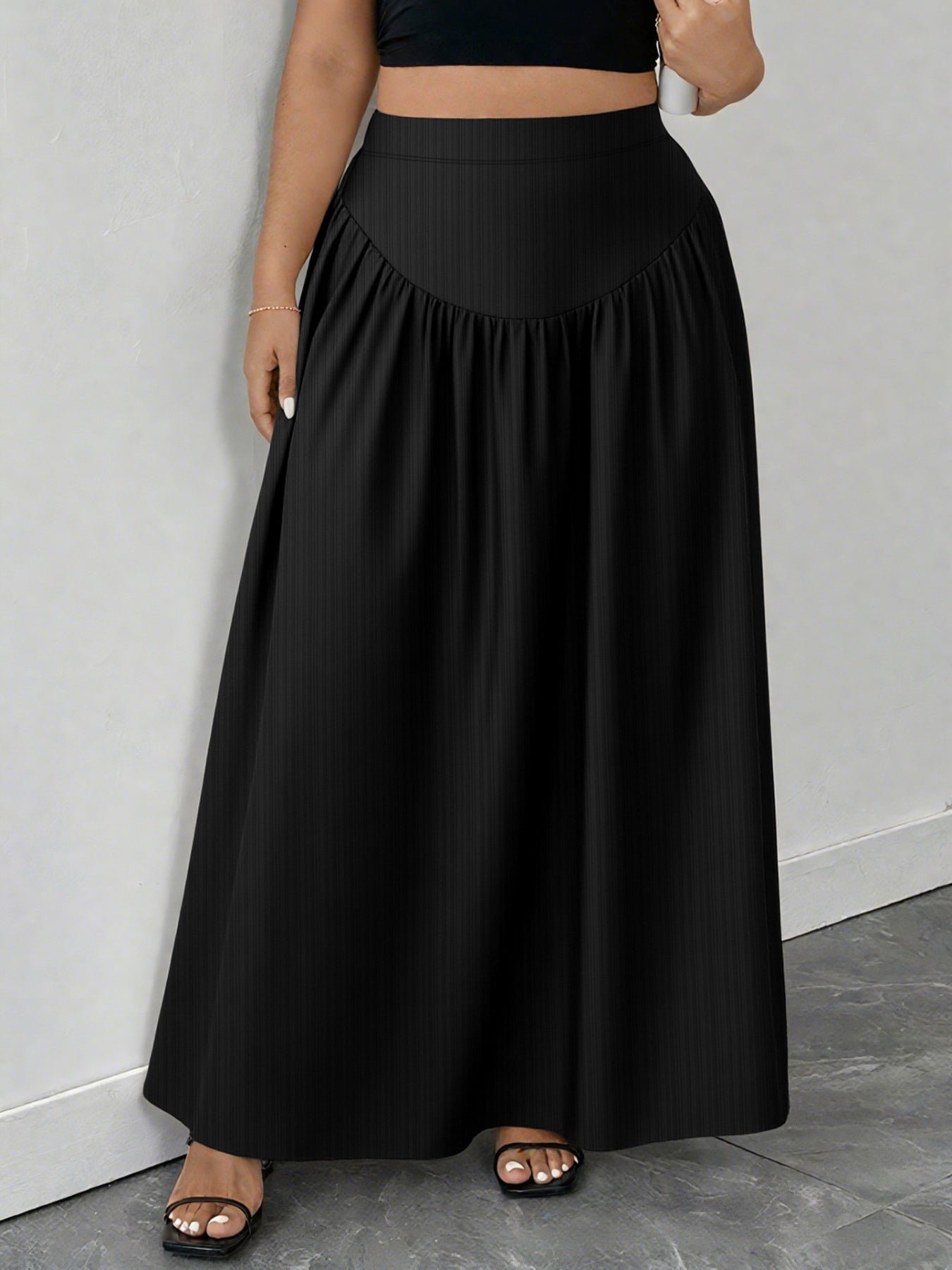 Nocturne Ruched Maxi Skirt – Plus Size | Poundton - Image 3
