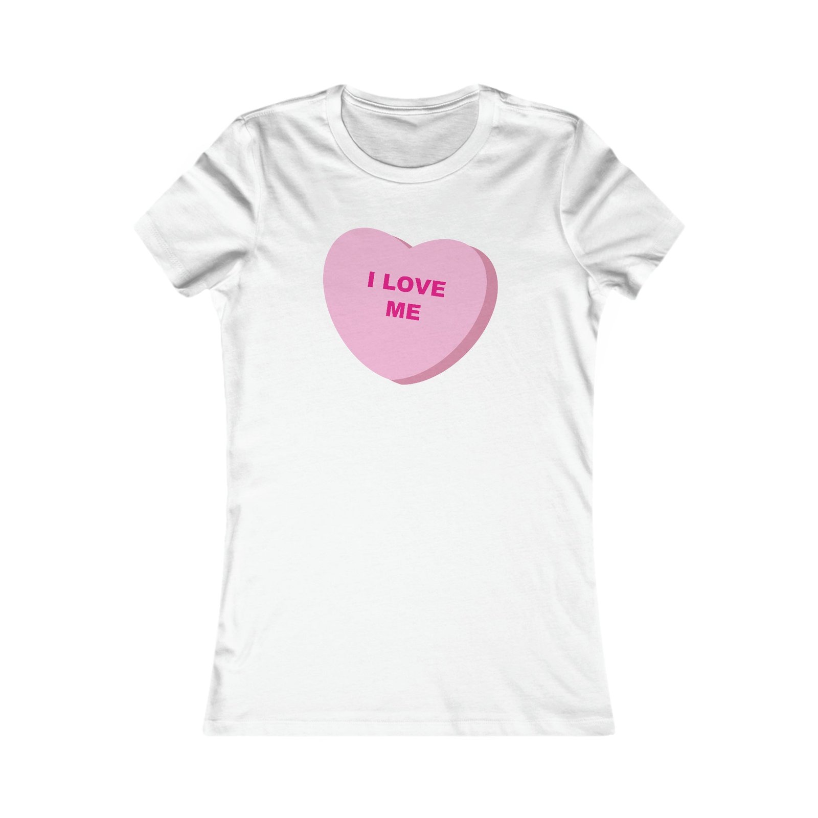 I Love Me Candy Heart Women's Fitted Graphic Tee - Image 2