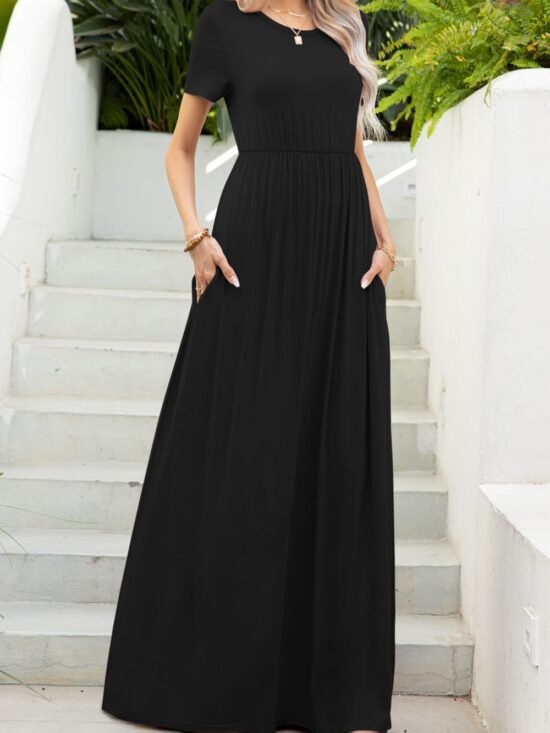 Corinna Perfect Little Casual Maxi Tee Dress with Pockets | 4 Colors