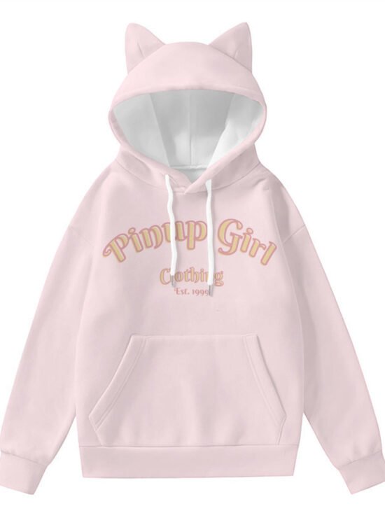 Pinup Girl Logo Cat Ear Hoodie - Pink | Pinup Girl Clothing