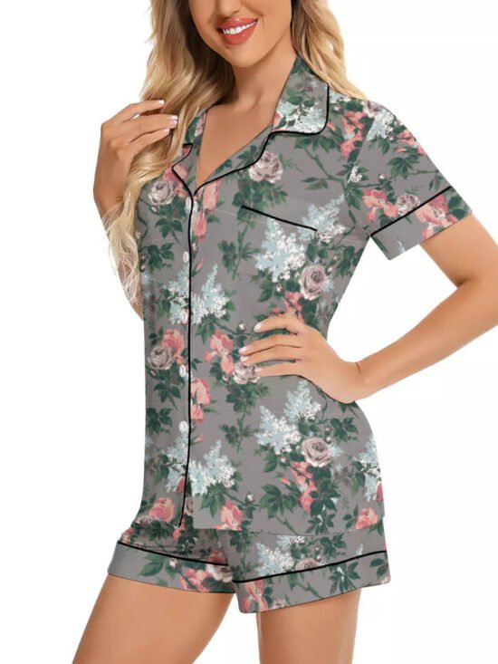 Overnighter Silky Pajama Set in J'Adore Bella Roses | Pinup Couture Relaxed
