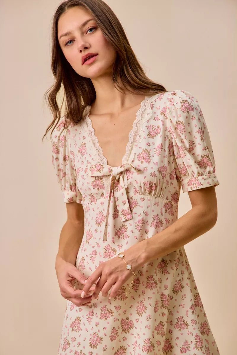 Antoinette Antique Floral Lace Babydoll Mini Dress | Poundton - Image 5