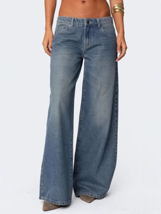 Vintage Wash Wide Leg Jeans | 2 Colors | Poundton