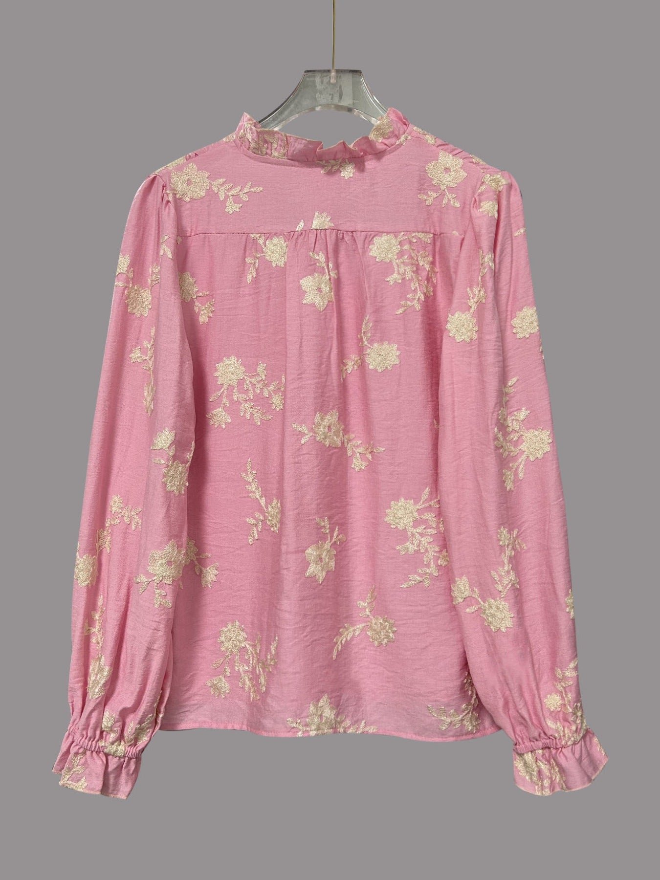 Floral Embroidered Ruffle-Cuff Blouse | 2 Colors | Poundton - Image 5
