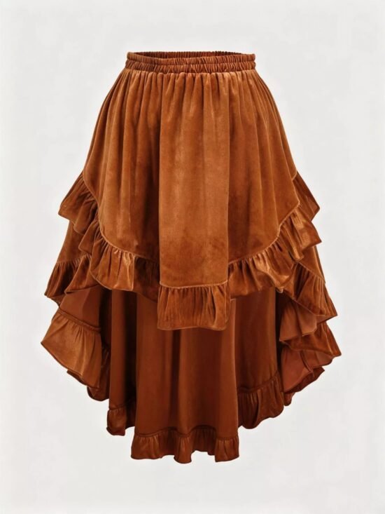 Plus Size Ruffled Velvet Statement Skirt | 4 Colors | Poundton