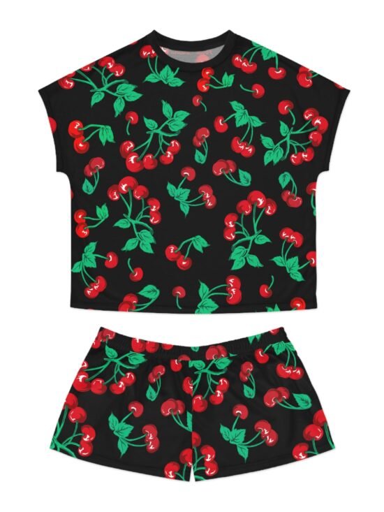 TGIF Sleepover PJs in Black Cherry Girl Tee & Pajama Shorts-Set | Pinup Couture Relaxed