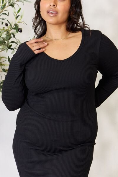 Stefany Ribbed Long Sleeve Slit Dress - Image 7