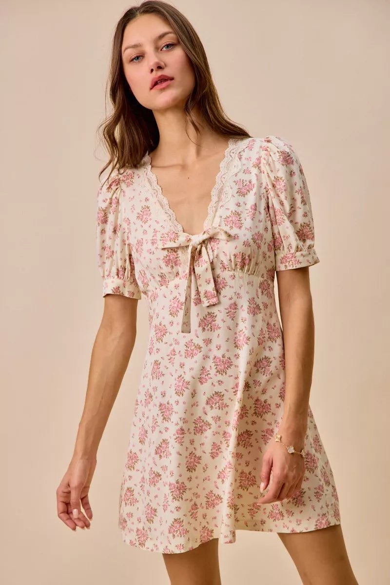 Antoinette Antique Floral Lace Babydoll Mini Dress | Poundton - Image 10