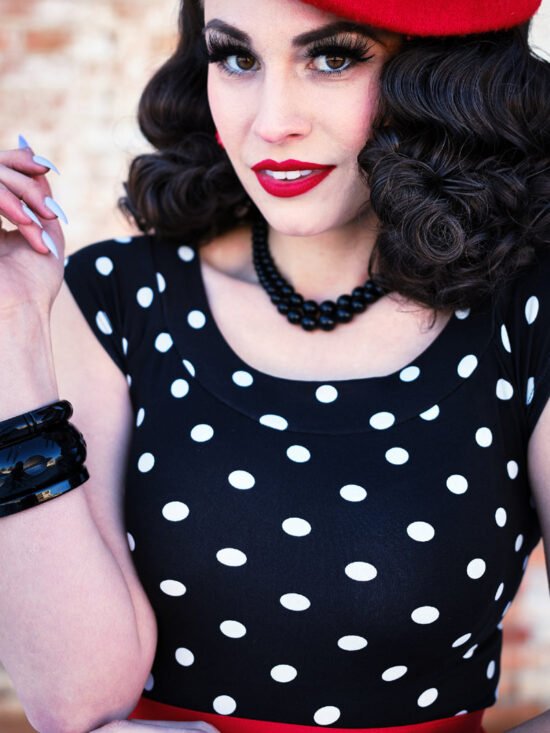 Boat Neck Top in Polka Dots | Retrolicious