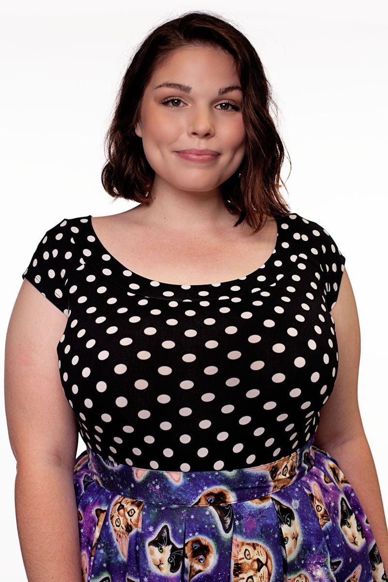Boat Neck Top in Polka Dots | Retrolicious - Image 6