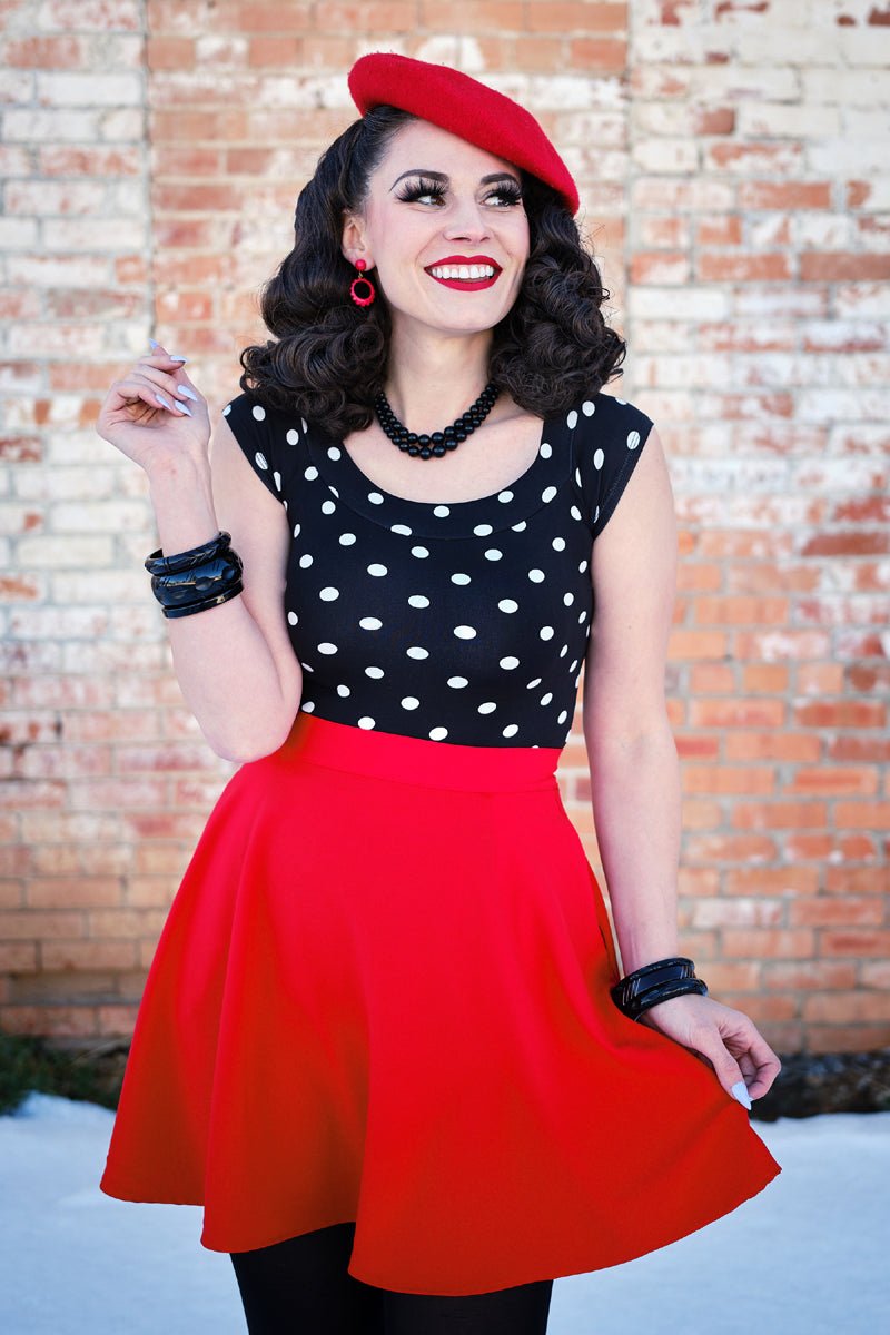 Boat Neck Top in Polka Dots | Retrolicious - Image 2