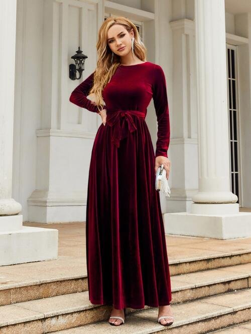 Luana First Lady Round Neck Long Sleeve Maxi Dress | 6 Colors - Image 3