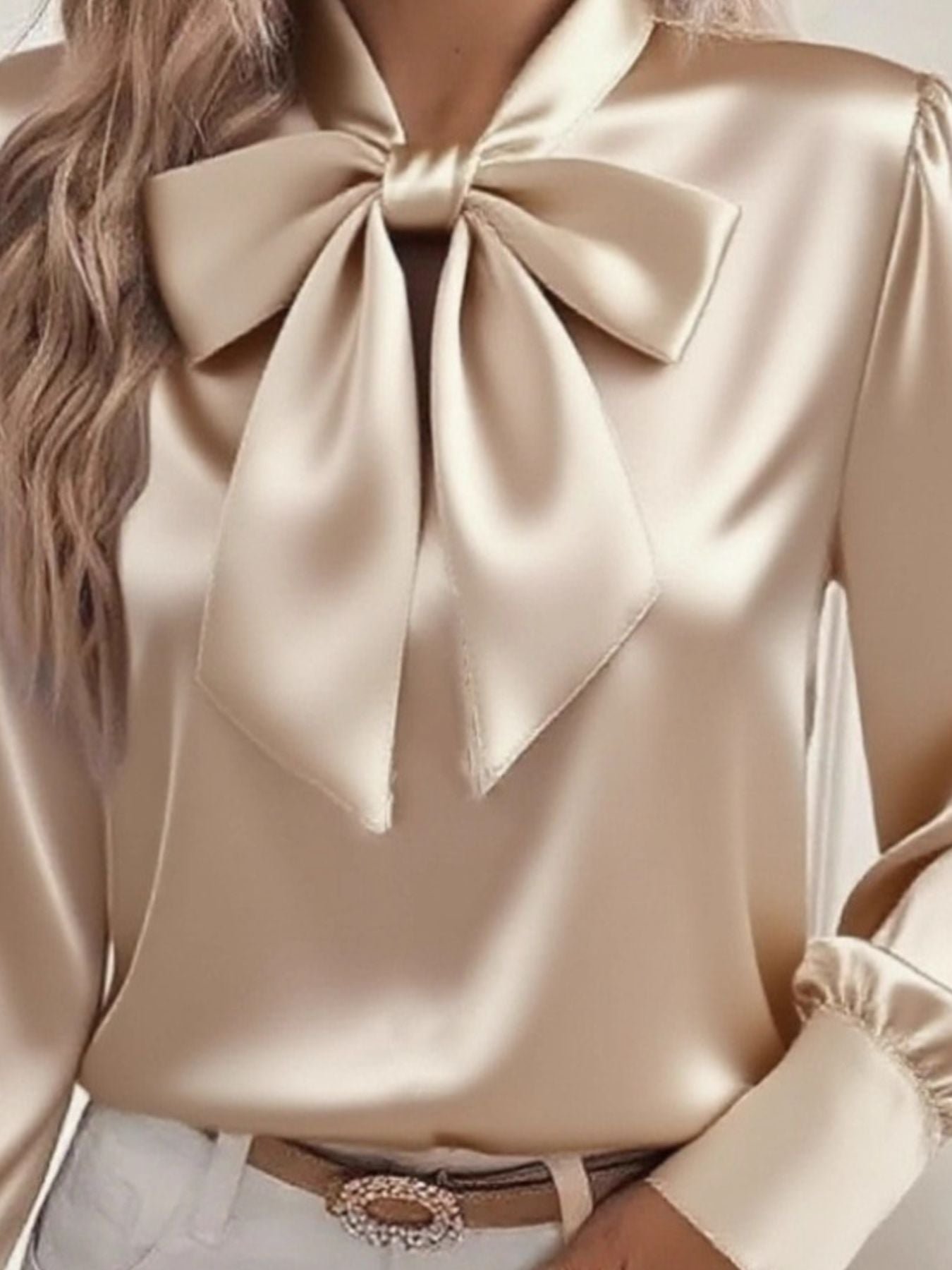 Power Play Satin Bow Blouse | 3 Colors | Poundton - Image 4
