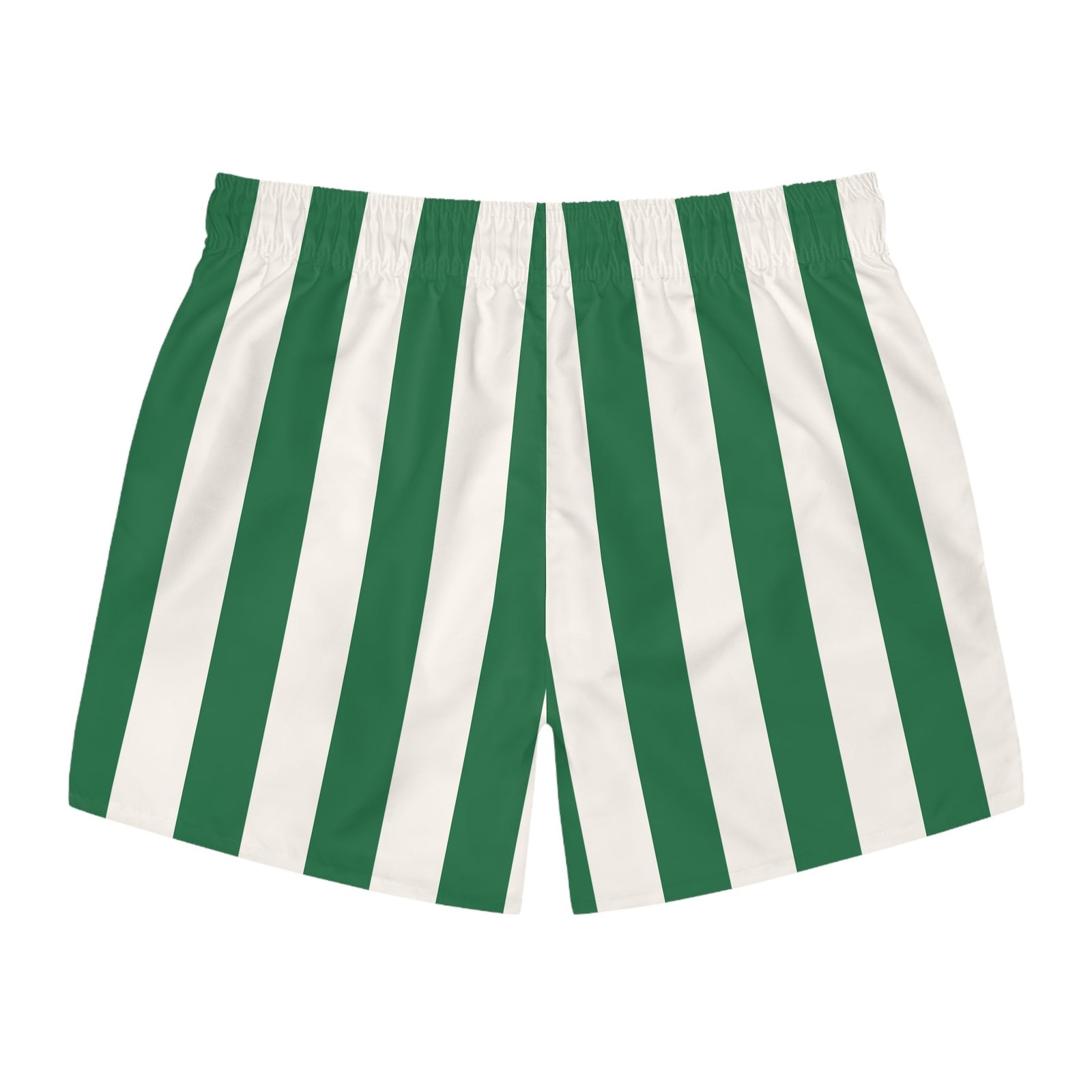 Green and White Mark Stripe Men's Swim Trunks | Pinup Couture Swim - Image 3
