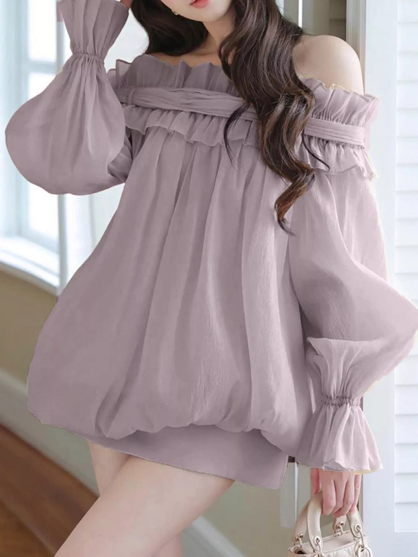 Seraphine Ruffle Off-Shoulder Blouse | 4 Colors | Poundton - Image 2