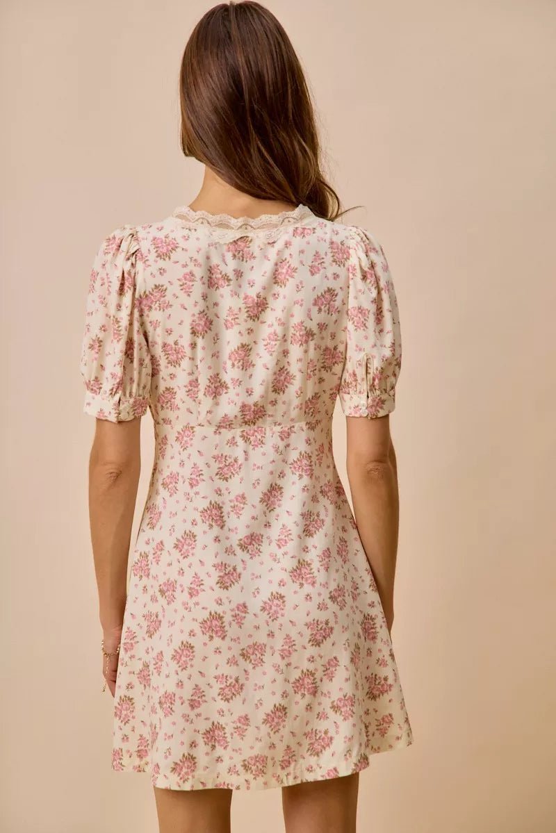 Antoinette Antique Floral Lace Babydoll Mini Dress | Poundton - Image 3