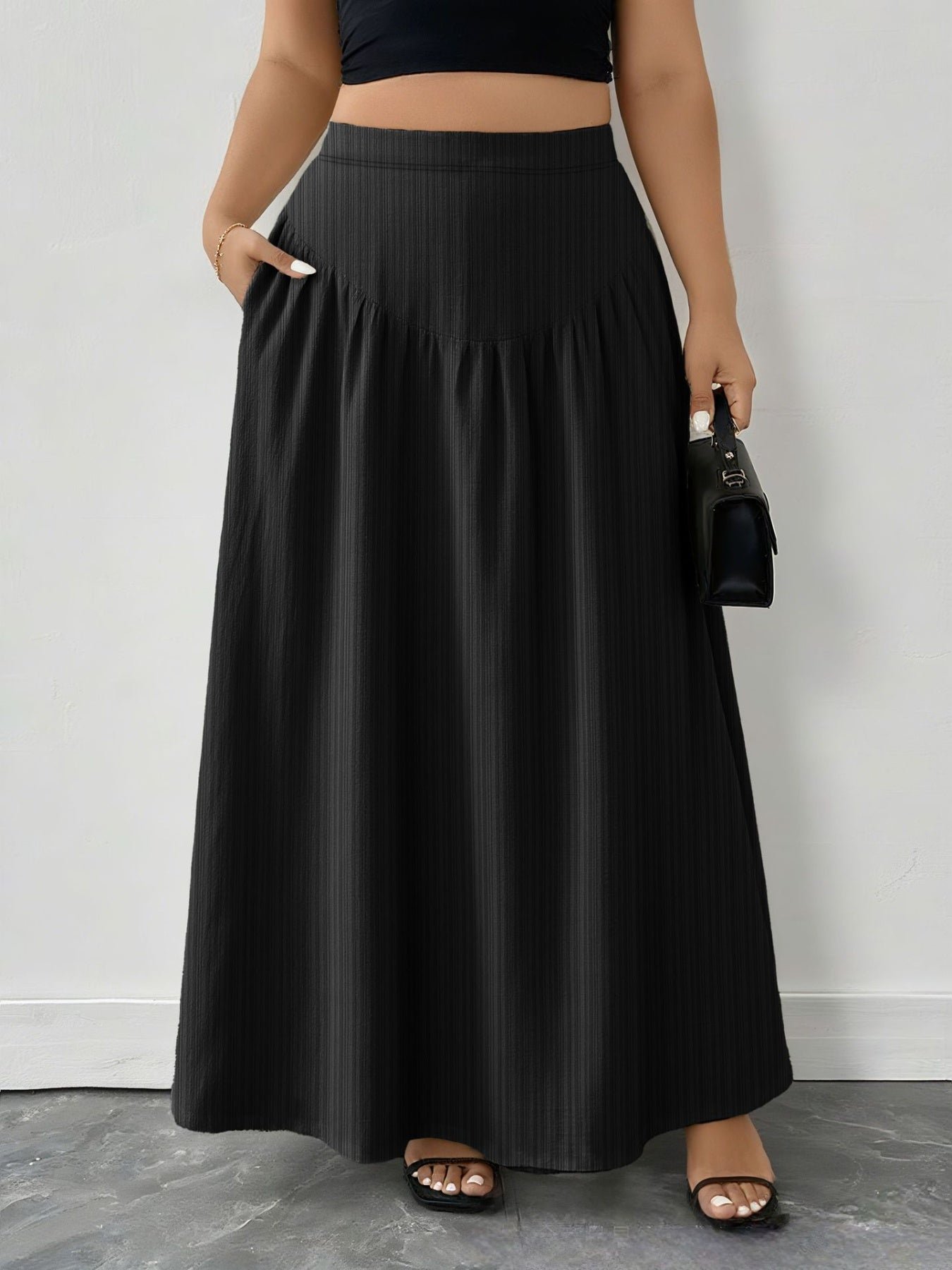 Nocturne Ruched Maxi Skirt – Plus Size | Poundton