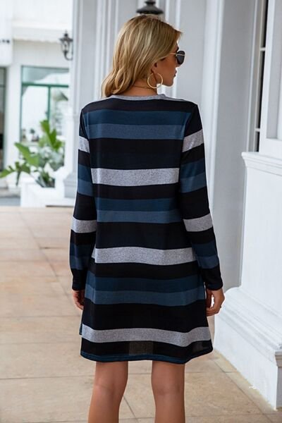 Clarissa Striped Round Neck Long Sleeve Dress | 4 Colors - Image 9