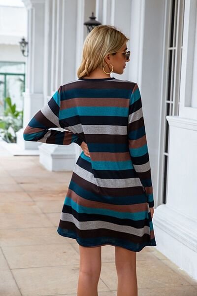 Clarissa Striped Round Neck Long Sleeve Dress | 4 Colors - Image 5
