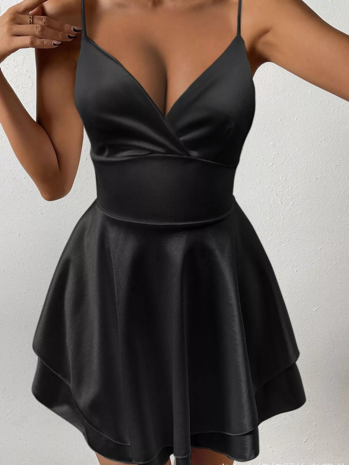 Midnight Crisscross Satin Mini Dress | 5 Colors | Poundton - Image 3