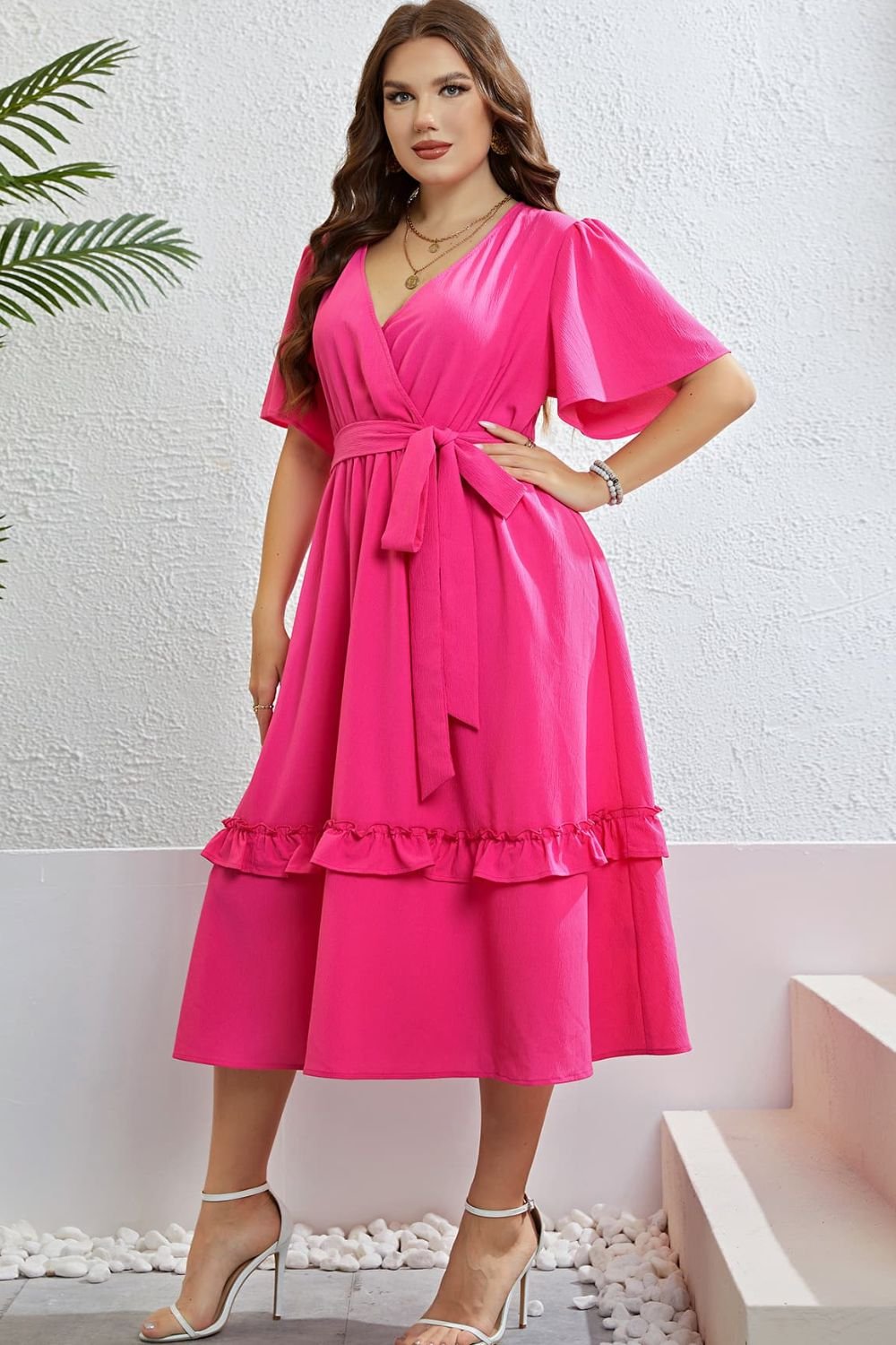 Midge Swing Dress in Electric Pink - Image 3
