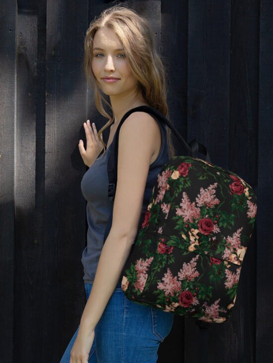 Emma Take On The Day Medium Backpack in Dark Bella Roses | Pinup Couture Relaxed