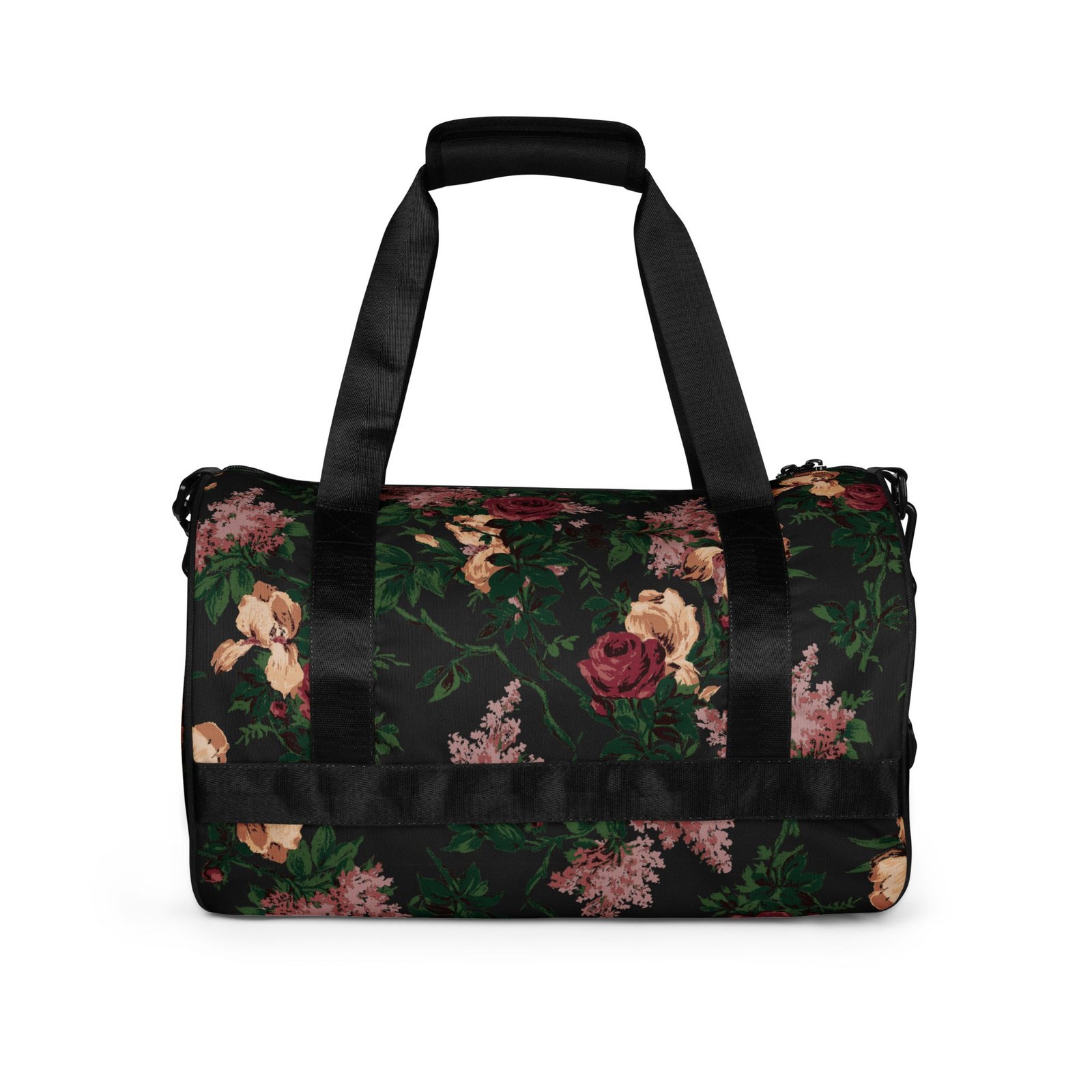 Hillary Overnighter Carry On Workout Duffle Bag in Dark Bella Roses Floral | Pinup Couture Relaxed - Image 2