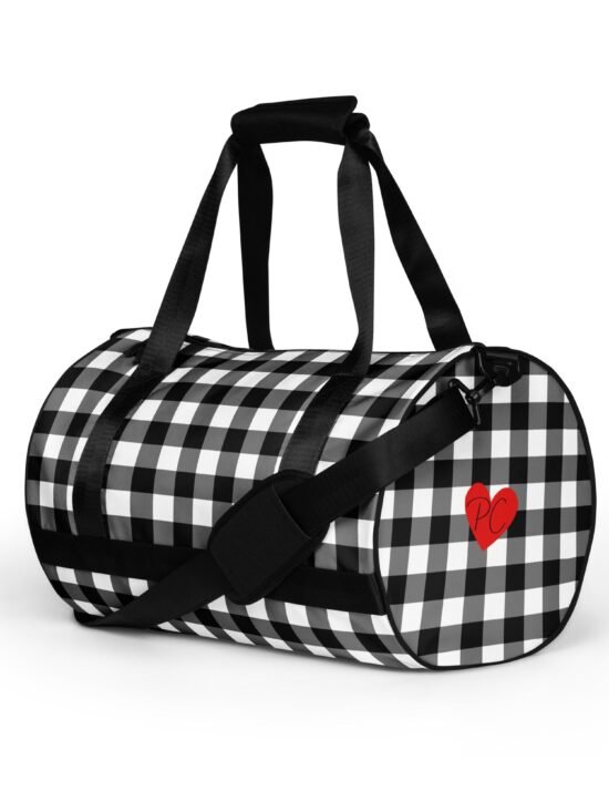 Badass Black Gingham Gym Duffle Workout Bag | Pinup Couture Relaxed