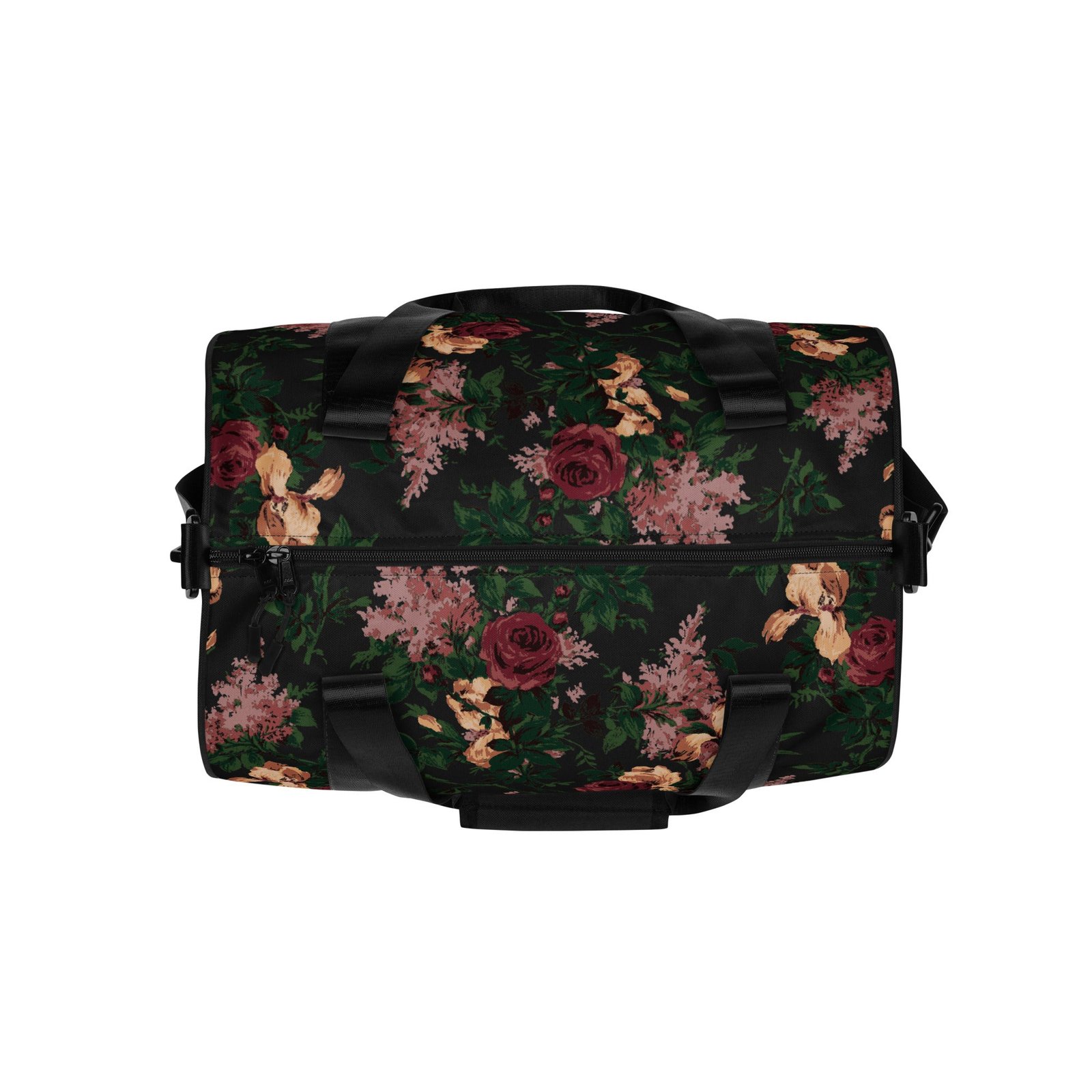 Hillary Overnighter Carry On Workout Duffle Bag in Dark Bella Roses Floral | Pinup Couture Relaxed - Image 7