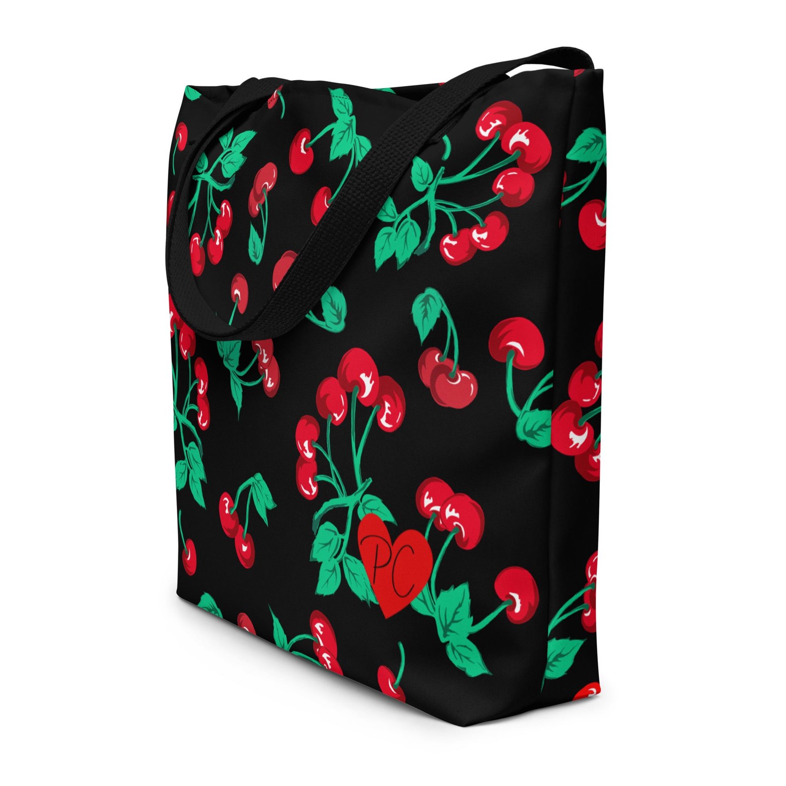 Bethany Cherry Girl Black Oversized Tote Bag | Pinup Couture Relaxed - Image 2