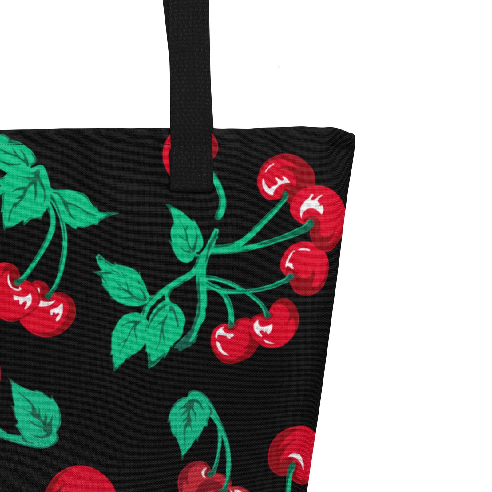 Bethany Cherry Girl Black Oversized Tote Bag | Pinup Couture Relaxed - Image 8