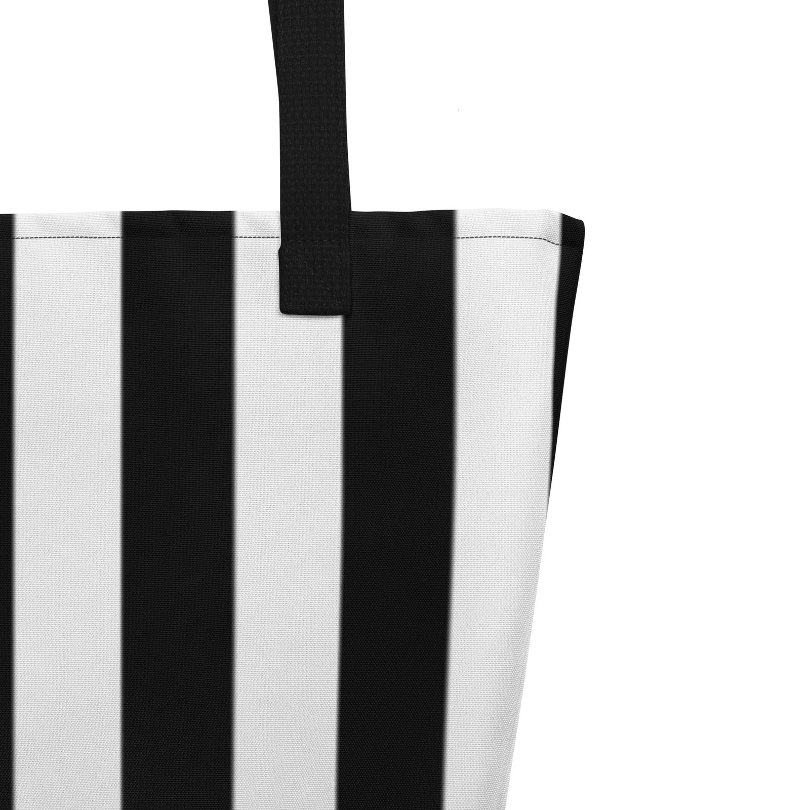 Black & White Mark Stripe Large Tote Bag | Pinup Couture - Image 4