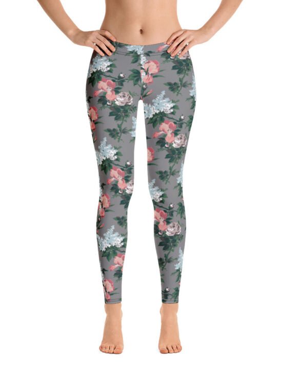 Grey J'Adore Bella Roses Stretch Leggings | Pinup Couture Relaxed
