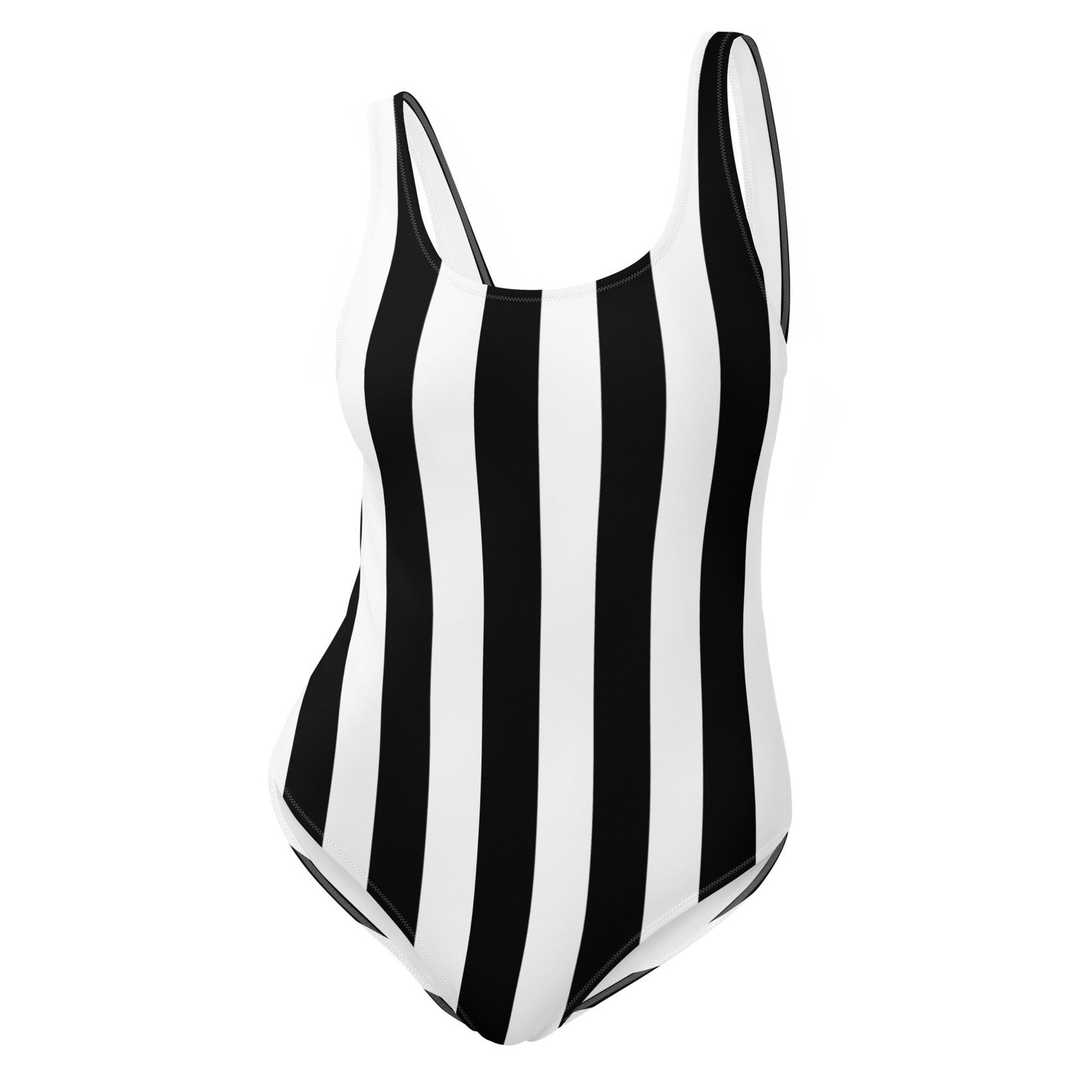Rory Black & White Mark Stripe One-Piece Scoop Back Swimsuit | Pinup Couture Swim - Image 3
