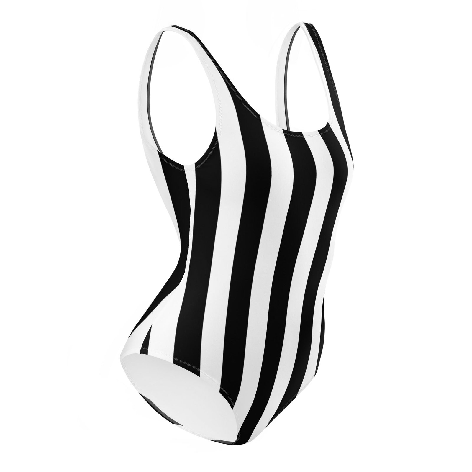 Rory Black & White Mark Stripe One-Piece Scoop Back Swimsuit | Pinup Couture Swim - Image 7