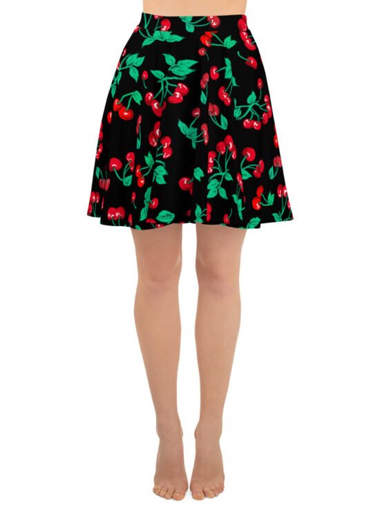 Frenchie Beach Coverup Swim Skater Skirt in Black Coffee Cherry Girl | Pinup Couture Swim