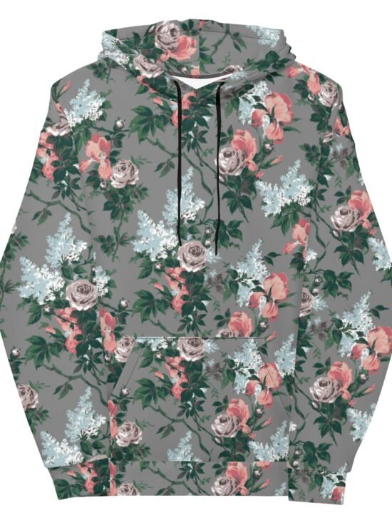 J'Adore Grey Bella Roses Unisex Pullover Hoodie | Pinup Couture Relaxed