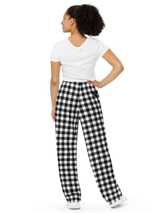 Hattie Badass Black Gingham Wide-Leg Lounge Pants | Pinup Couture Relaxed