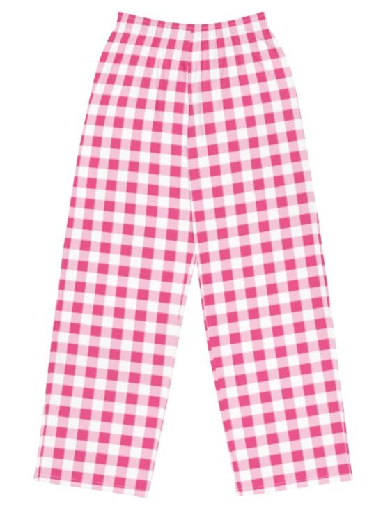 Hattie Everything Nice Pink Gingham Wide-Leg Lounge Pants | Pinup Couture Relaxed