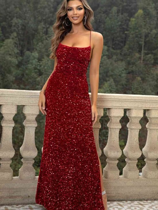 Riley Sequin Backless Split Maxi Dress | 4 Colors