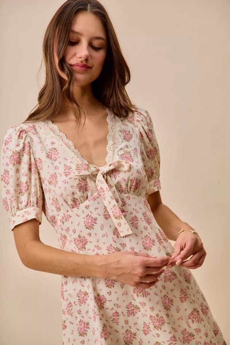 Antoinette Antique Floral Lace Babydoll Mini Dress | Poundton - Image 7
