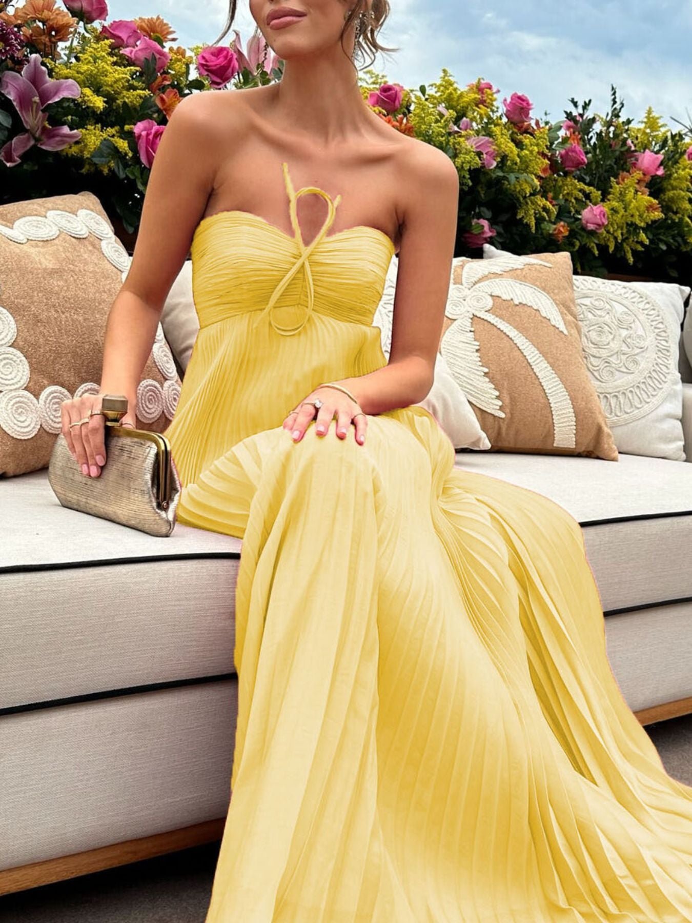 Strapless Pleated Evening Maxi Dress | 3 Colors | Poundton - Image 12