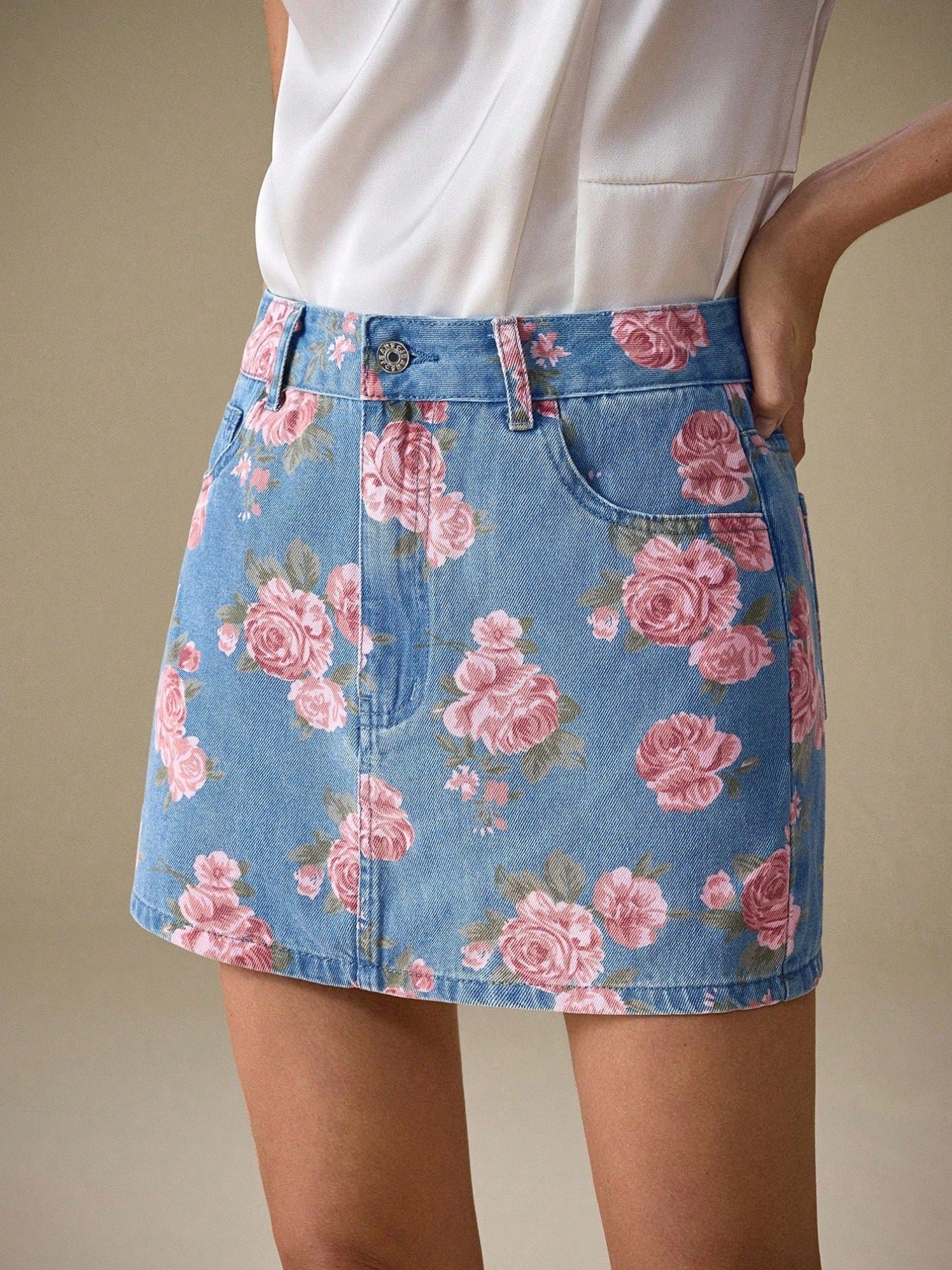 Floral Print Denim Skirt - Image 2