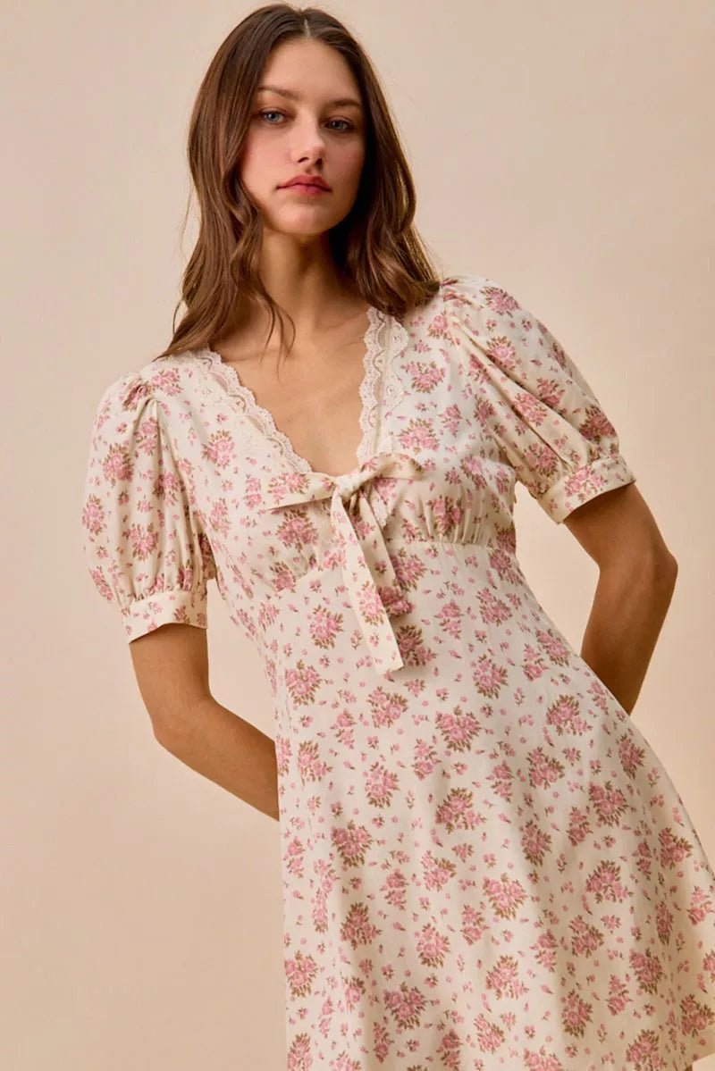 Antoinette Antique Floral Lace Babydoll Mini Dress | Poundton - Image 4