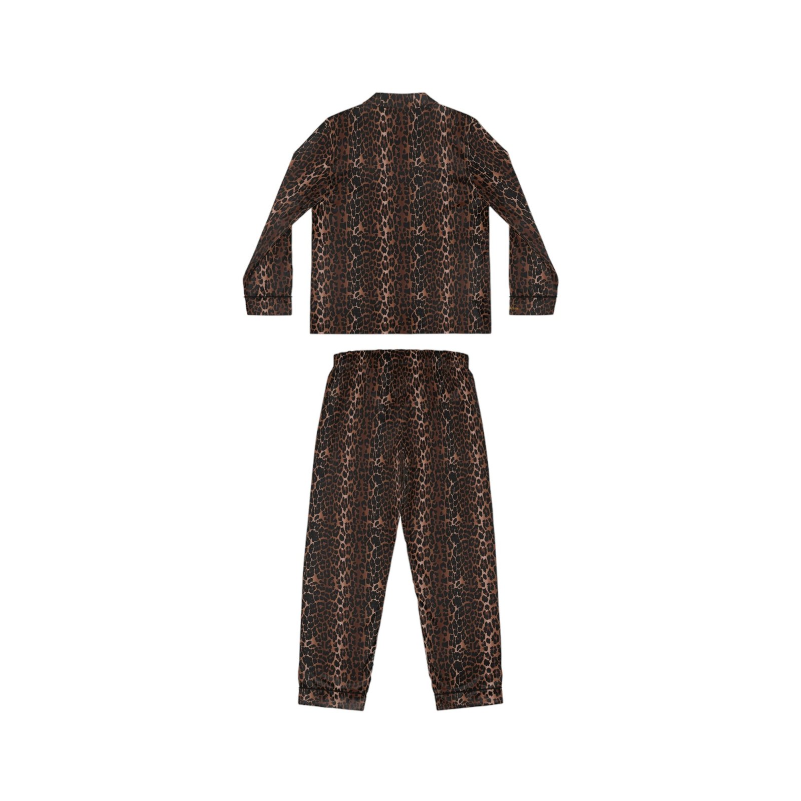 Pajama Game in OG Leopard Satin 2 Piece Button Up PJ Set | Pinup Couture Relaxed - Image 3