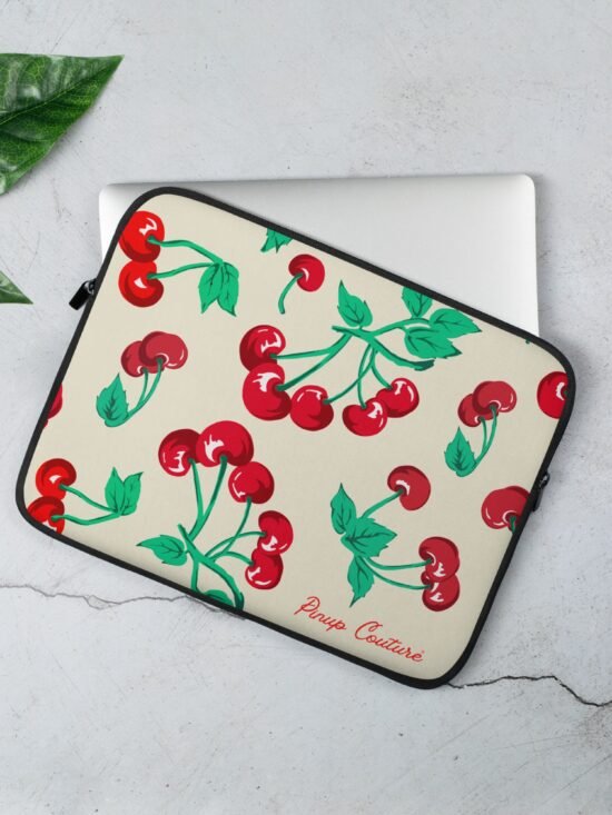 Lindy Cherry Girl Antique Ivory Laptop Sleeve | Pinup Couture Relaxed