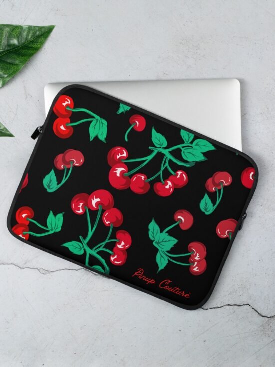 Lindy Cherry Girl Black Laptop Sleeve | Pinup Couture Relaxed
