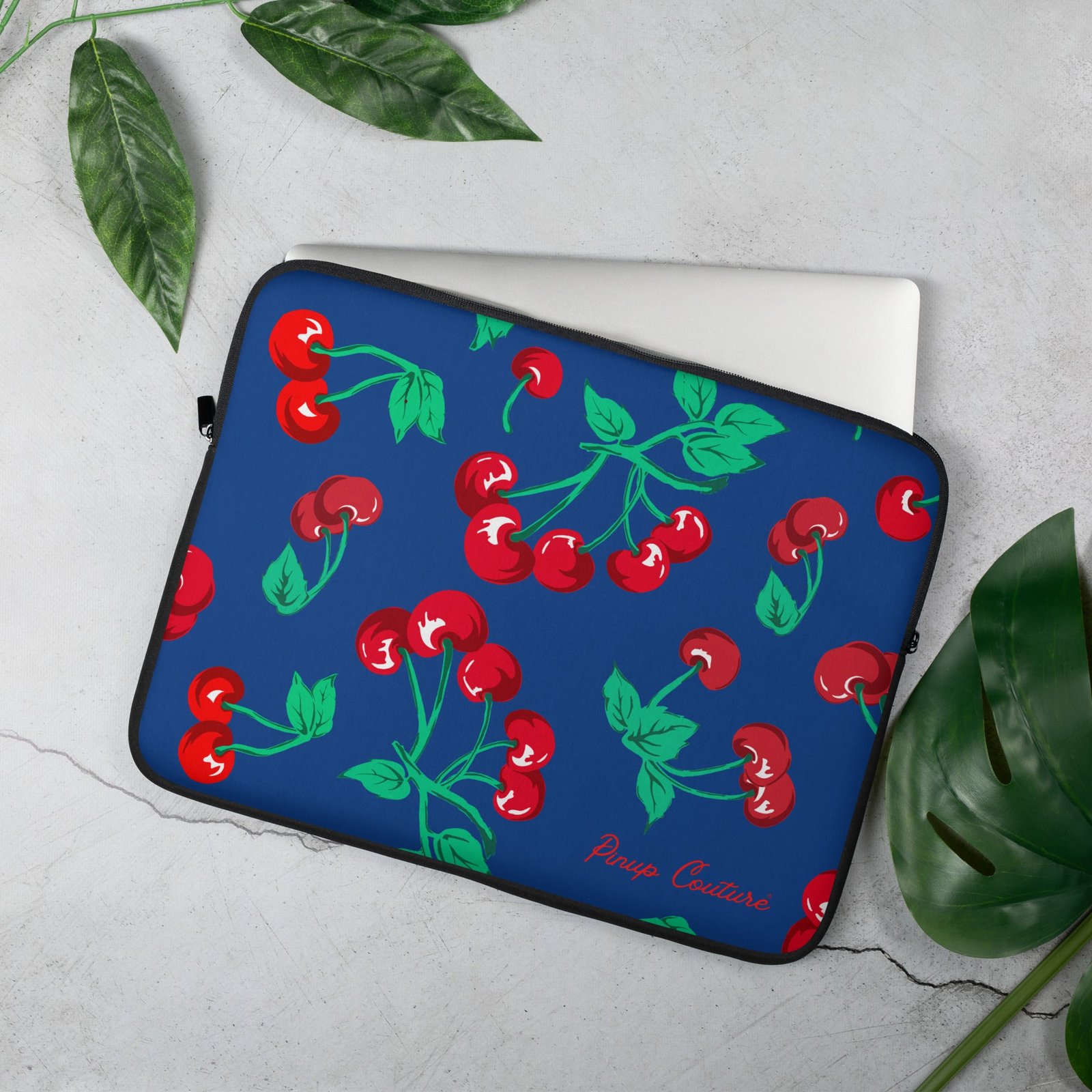 Lindy Cherry Girl Dark Blue Laptop Computer Sleeve Case | Pinup Couture Relaxed - Image 2