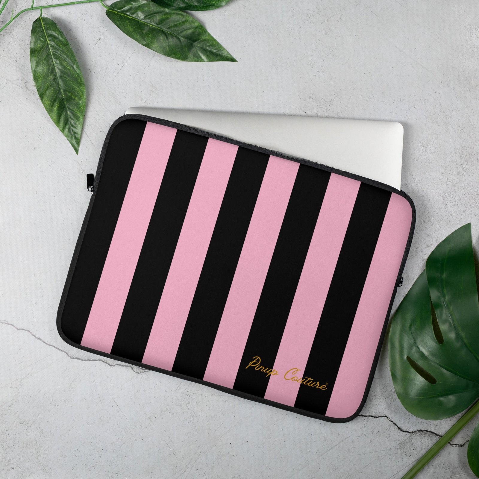 Lindy Candy Cane Mark Stripe Computer Laptop Sleeve | Pinup Couture Relaxed - Image 2